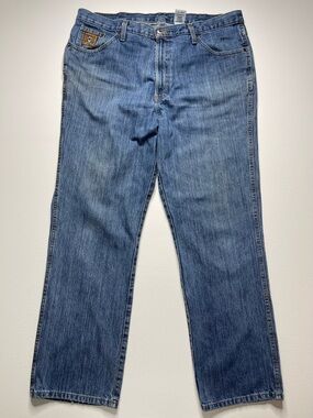 Cinch Bronze Label Slim Fit Dark Stonewash Rigid Denim Jeans 40x32